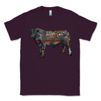 Plum black angus bull with western patterns Classic Tee - RanaPortraitStore