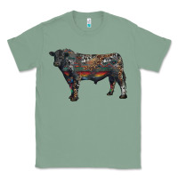 Sage black angus bull with western patterns Classic Tee - RanaPortraitStore