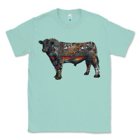 Seafoam black angus bull with western patterns Classic Tee - RanaPortraitStore