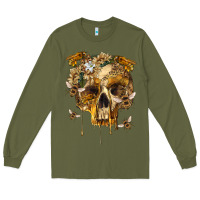 Army Green Flower Skeleton Bees Long Sleeve Tee - RanaPortraitStore