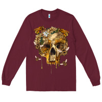 Burgundy Flower Skeleton Bees Long Sleeve Tee - RanaPortraitStore