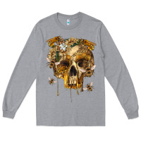 Heather Grey Flower Skeleton Bees Long Sleeve Tee - RanaPortraitStore
