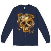 Navy Flower Skeleton Bees Long Sleeve Tee - RanaPortraitStore