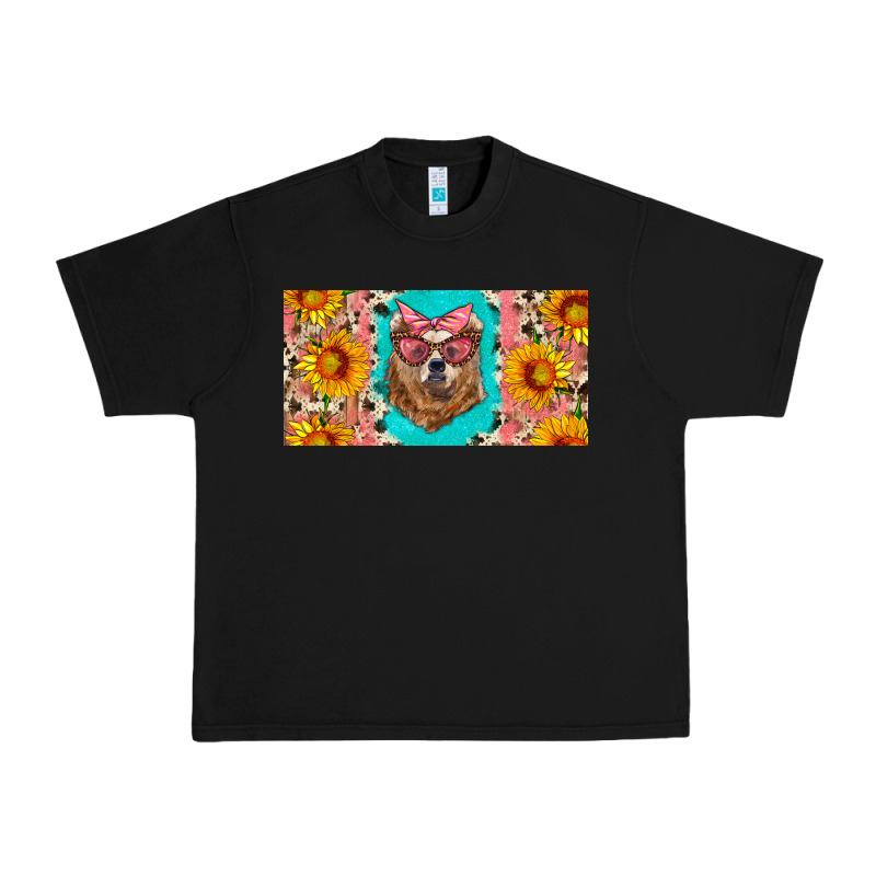 Mama Bear With Sunflowers And Glasses License Plate Urban Heavy Tee by Artiststas | Teevron