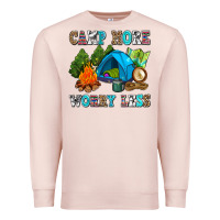 Pale Pink camp more worry less Premium Sweatshirt - AdoDesignShop