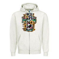 Oatmeal Heather western cross Zipper Hoodie - RanaPortraitStore