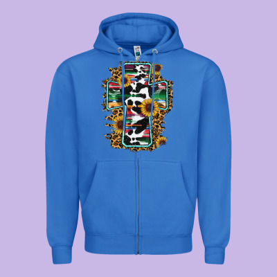 Western Cross Zipper Hoodie Designed By Ranaportraitstore