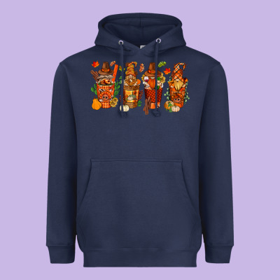 Thanksgiving Coffee Cups With Gnomes Bbs Heavyweight Hoodie Designed By Bundleandbundleshop