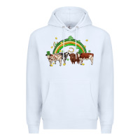 White cow st patrick days Premium Hoodie - MaliasSmallBusiness
