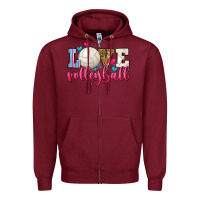 Burgundy love volleyball Zipper Hoodie - Zillion Design Studio