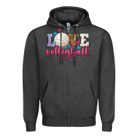 Charcoal Heather love volleyball Zipper Hoodie - Zillion Design Studio