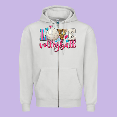 Love Volleyball Zipper Hoodie Designed By Zillion Design Studio