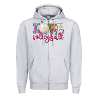 Heather Grey love volleyball Zipper Hoodie - Zillion Design Studio