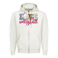 Oatmeal Heather love volleyball Zipper Hoodie - Zillion Design Studio