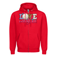 Red love volleyball Zipper Hoodie - Zillion Design Studio