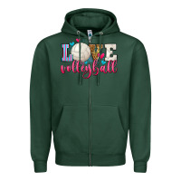 Sports Green love volleyball Zipper Hoodie - Zillion Design Studio