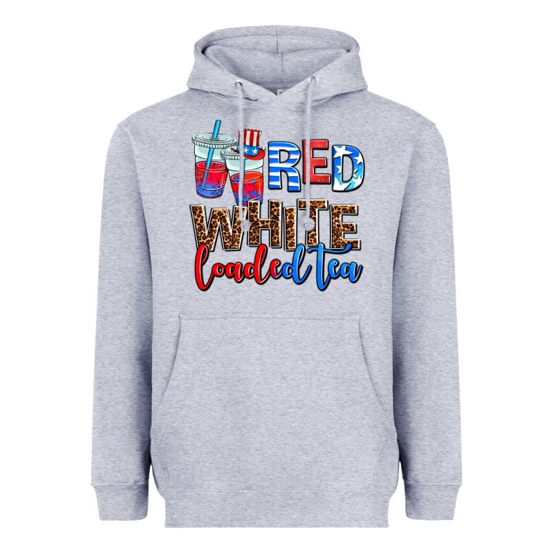 Red Whıte Loaded Tea Heavyweight Hoodie by AdoDesignShop | Teevron
