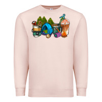 Pale Pink camp coffee cups ado Premium Sweatshirt - AdoDesignShop