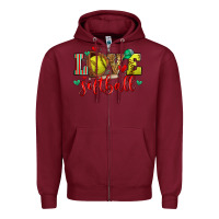 Burgundy love softball Zipper Hoodie - Zillion Design Studio