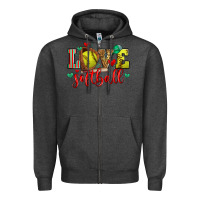 Charcoal Heather love softball Zipper Hoodie - Zillion Design Studio