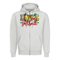 Dove Grey love softball Zipper Hoodie - Zillion Design Studio