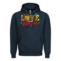 Navy love softball Zipper Hoodie - Zillion Design Studio