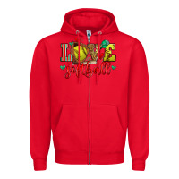 Red love softball Zipper Hoodie - Zillion Design Studio