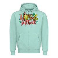 Seafoam love softball Zipper Hoodie - Zillion Design Studio