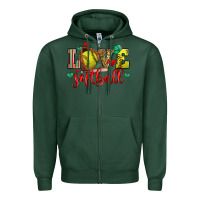 Sports Green love softball Zipper Hoodie - Zillion Design Studio
