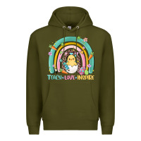 Army Green teach love inspire rainbow Premium Hoodie - MaliasSmallBusiness