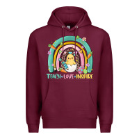 Burgundy teach love inspire rainbow Premium Hoodie - MaliasSmallBusiness