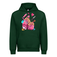 Forest Green pink nail art hand Urban Hoodie - NancyCooperArtShop