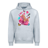 Heather Grey pink nail art hand Urban Hoodie - NancyCooperArtShop