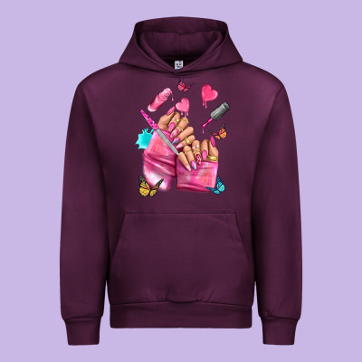 Pink Nail Art Hand Urban Hoodie Designed By Nancycooperartshop