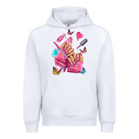 White pink nail art hand Urban Hoodie - NancyCooperArtShop