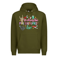 Army Green rocking the phlebotomist life Premium Hoodie - MaliasSmallBusiness