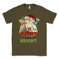 Army Green merry and bright charolais cattle cow with christm Classic Tee - RanaPortraitStore