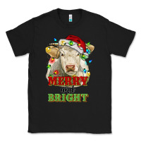 Black merry and bright charolais cattle cow with christm Classic Tee - RanaPortraitStore