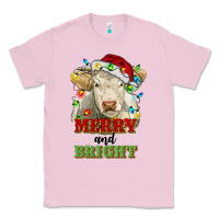 Bubblegum Pink merry and bright charolais cattle cow with christm Classic Tee - RanaPortraitStore