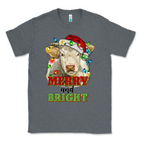 Charcoal Heather merry and bright charolais cattle cow with christm Classic Tee - RanaPortraitStore