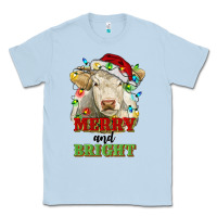 Dusty Blue merry and bright charolais cattle cow with christm Classic Tee - RanaPortraitStore