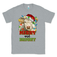 Heather Grey merry and bright charolais cattle cow with christm Classic Tee - RanaPortraitStore