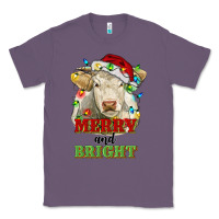Lavender merry and bright charolais cattle cow with christm Classic Tee - RanaPortraitStore