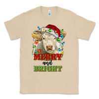 Mushroom merry and bright charolais cattle cow with christm Classic Tee - RanaPortraitStore