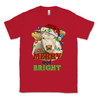 Red merry and bright charolais cattle cow with christm Classic Tee - RanaPortraitStore