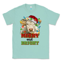 Seafoam merry and bright charolais cattle cow with christm Classic Tee - RanaPortraitStore
