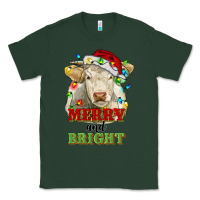 Sports Green merry and bright charolais cattle cow with christm Classic Tee - RanaPortraitStore