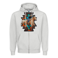 Dove Grey cowgirl with aztec Zipper Hoodie - RanaPortraitStore