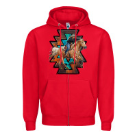 Red cowgirl with aztec Zipper Hoodie - RanaPortraitStore