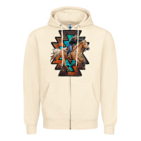 Sandshell cowgirl with aztec Zipper Hoodie - RanaPortraitStore